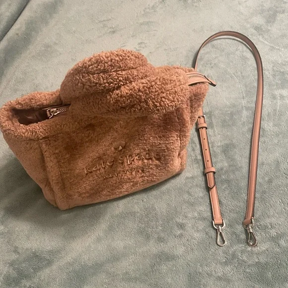 Kate Spade Unique Brown Teddy Shoulder Bag with Removable Strap - Picture 10 of 11